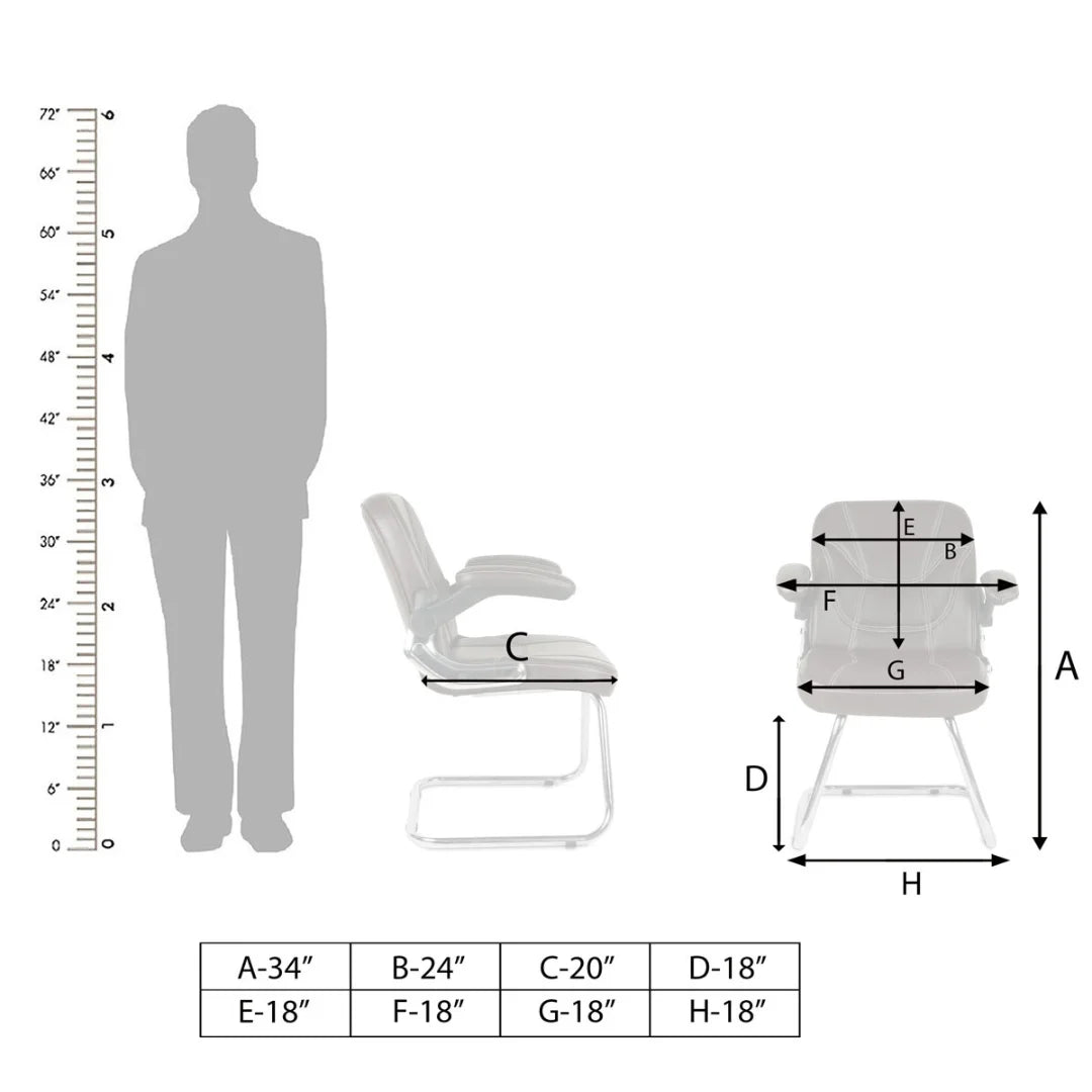 Torin Visitor Chair with Armrest (Dark Brown) Dimensions