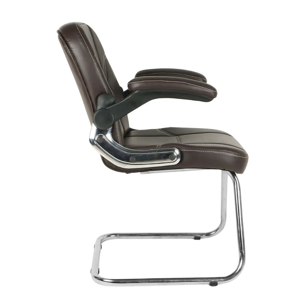 Torin Visitor Chair with Armrest (Dark Brown) Sideview