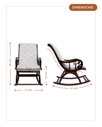 Touffy Fabric Upholstered Teak Wood Rocking Chair (Brown-Silver)dimensions
