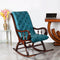 Touffy Fabric Upholstered Teak Wood Rocking Chair (Brown Turquoise) lifestyle view