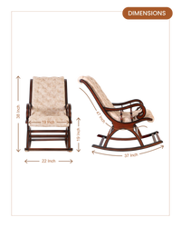 Touffy Fabric Upholstered Teak Wood Rocking Chair (Mahogany) dimensions