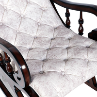 Touffy Fabric Upholstered Teak Wood Rocking Chair Zoom View(Mahogany Beige)