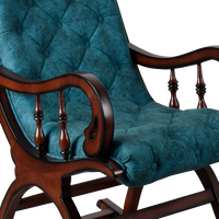 Touffy Fabric Upholstered Teak Wood Rocking Chair in Brown Turquoise color zoom view cushion
