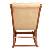 Touffy Fabric Upholstered Teak Wood Rocking Chair (Teak-Gold) backside view