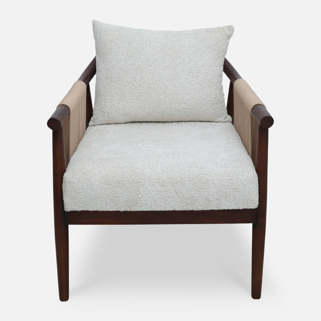 Tressa Teak Wood Bedroom Chair (Brown) front view