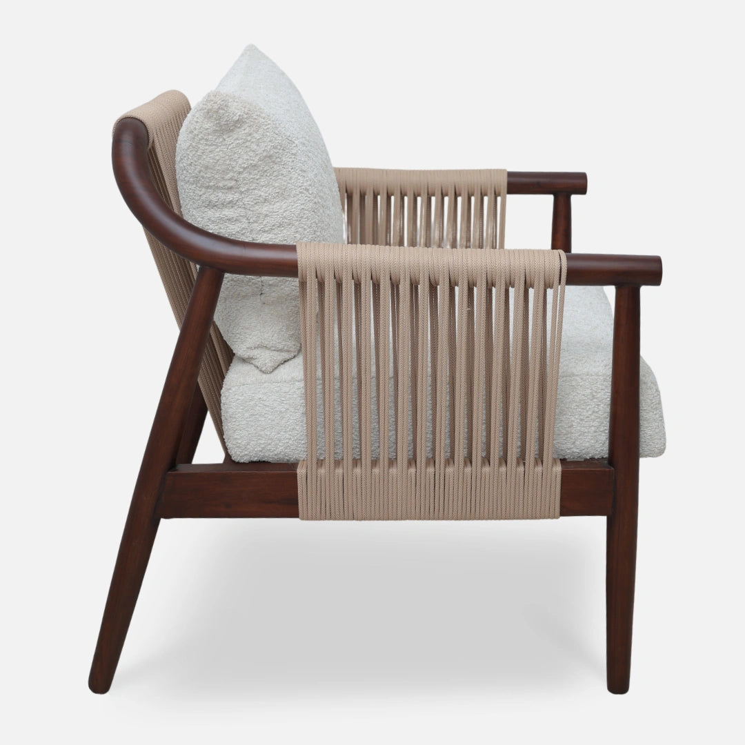 Tressa Teak Wood Bedroom Chair (Brown)side angle