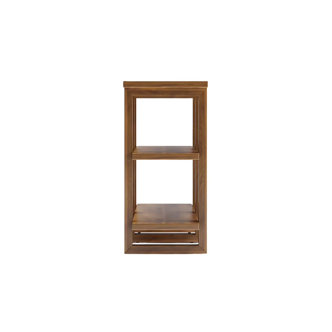 Trestle Wood Book Shelf (Teak) side view