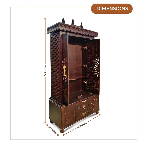 Trikalash Teak Wood Mandap (Brown) dimensions