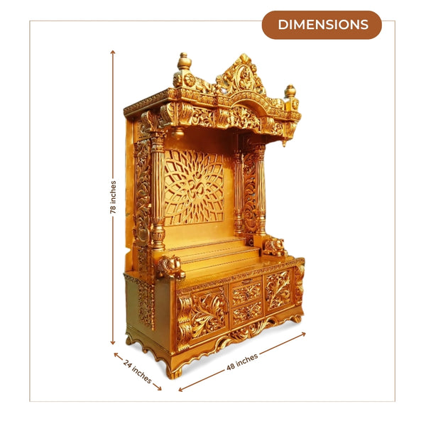 Trilokinath Teak Wood Mandap (Gold) dimensions