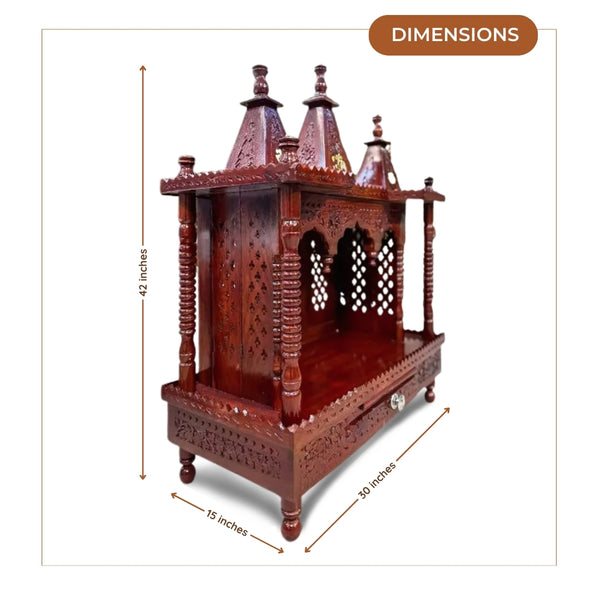 Utsav Teak Wood Mandir (Brown) dimensions