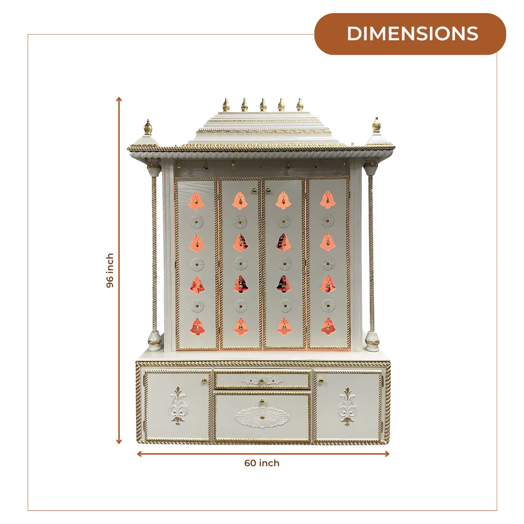 Vaidik Teak Wood Mandap (White) dimensions