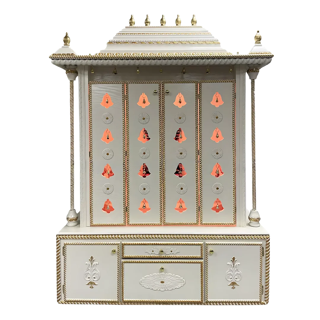 Vaidik Teak Wood Mandap (White) front view