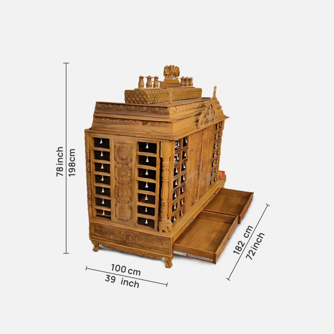 Vaikuntha Vedi Teak Wood Mandap Teak dimensions view