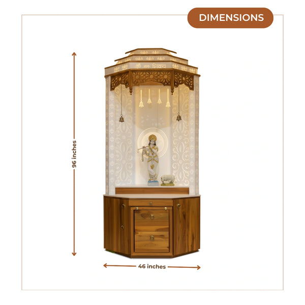 Vaishnavam Teak Wood Mandap (Teak White) dimensions