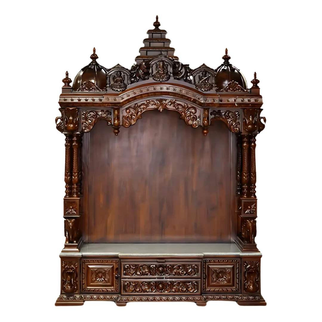 Vamika Teak Wood Mandap (Brown) front view