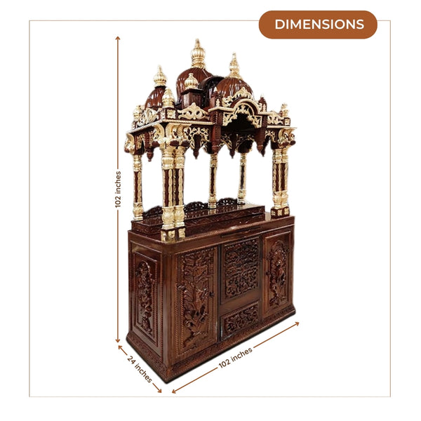 Vamsha Teak Wood Mandap (Brown) dimensions