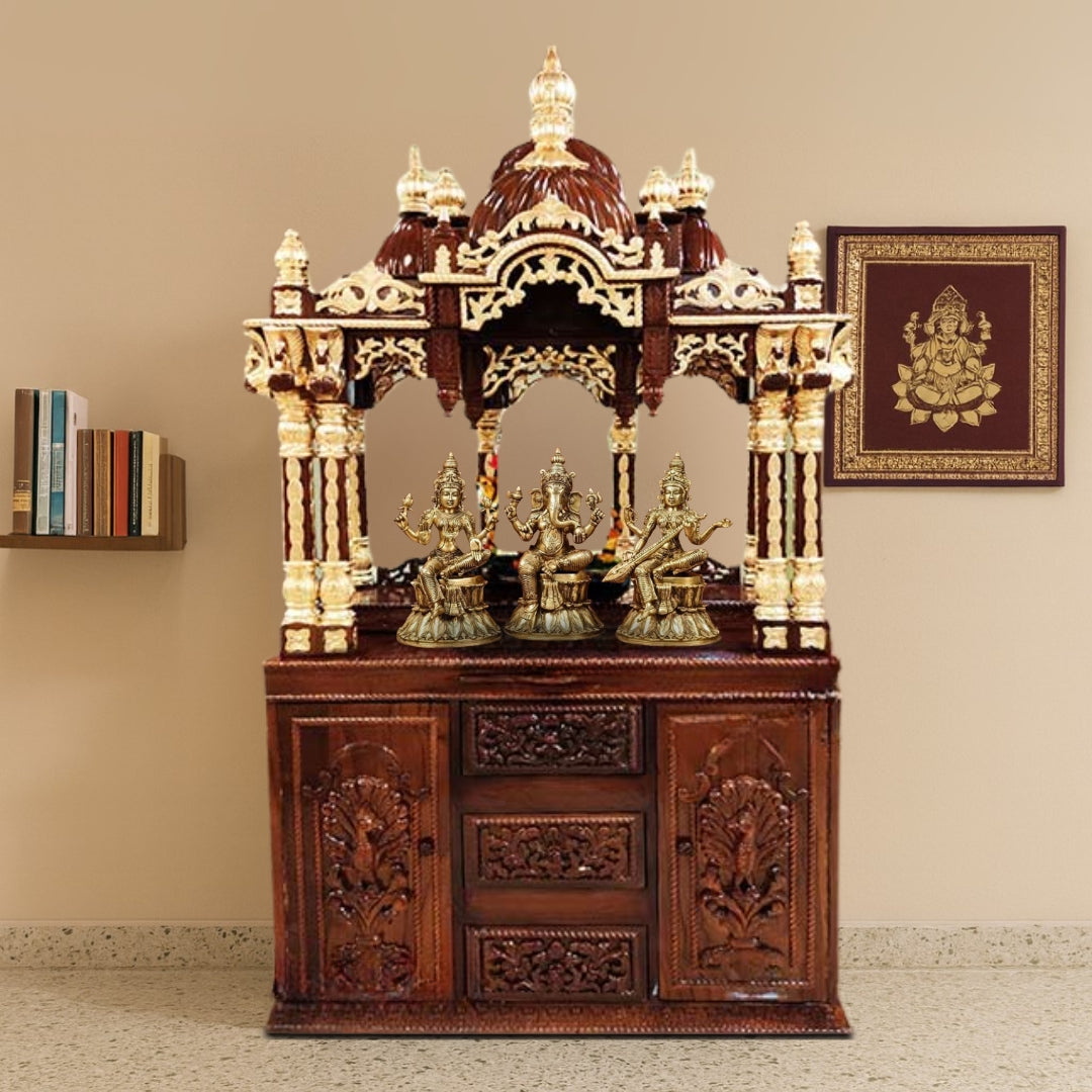 Vamsha Teak Wood Mandap (Brown) lifestyle view