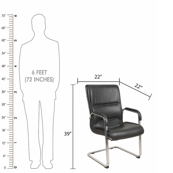 Vantar Visitor Chair with Armrest (Black)Dimensions