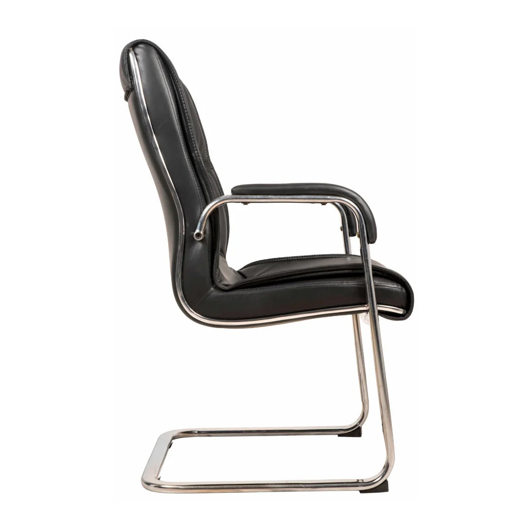 Vantar Visitor Chair with Armrest (Black) Side view