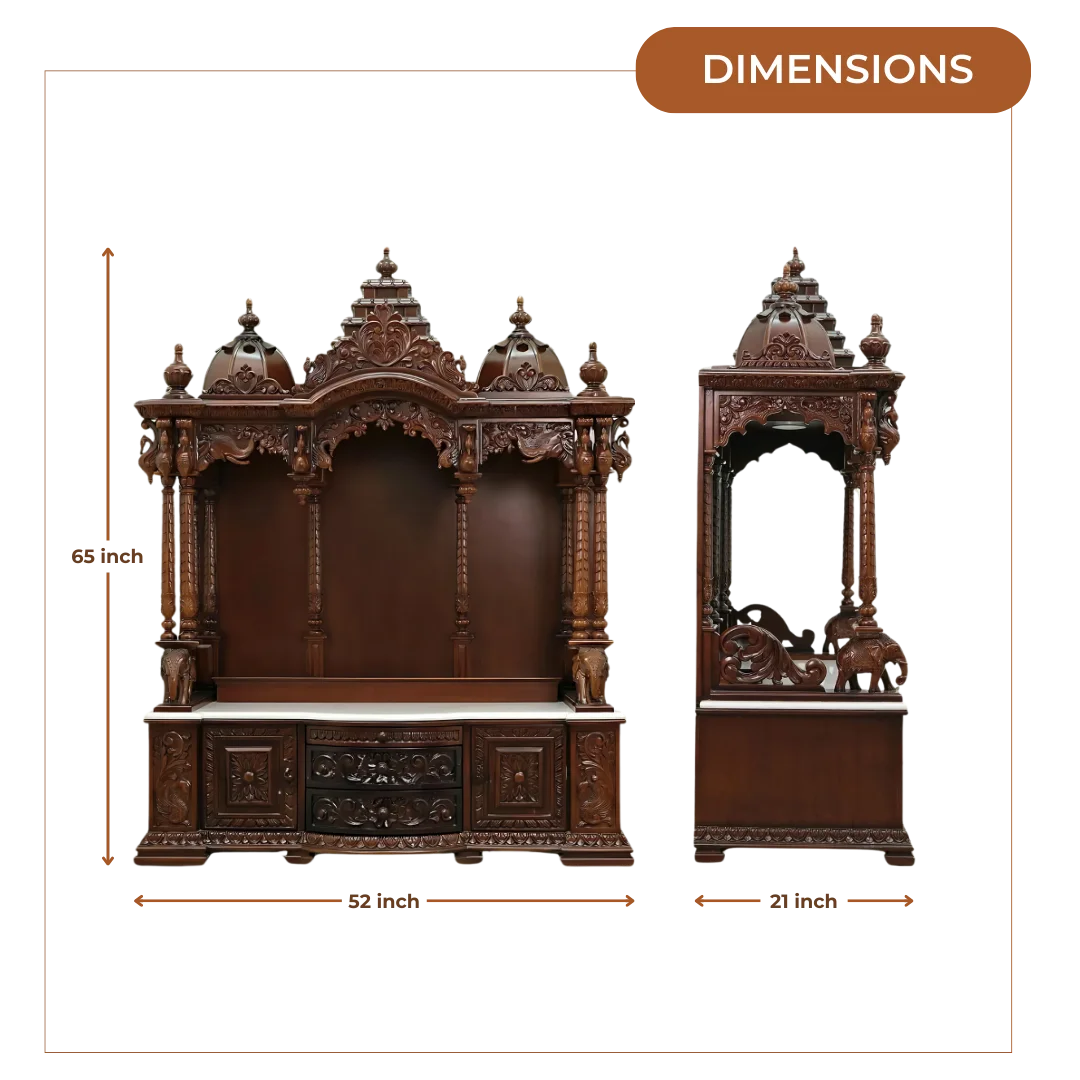 Varenya Teak Wood Mandap (Brown) dimensions