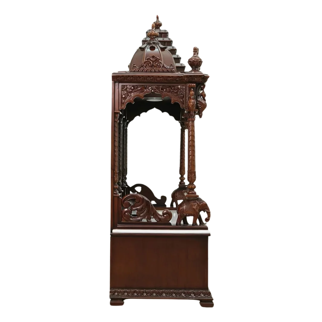 Varenya Teak Wood Mandap (Brown) side view