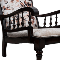 Vasper Teak Wood Fabric Upholstered Arm Chair in Brown color zoom view handle
