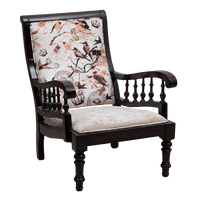 Vasper Teak Wood Fabric Upholstered Arm Chair in Brown color 45° side view