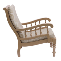 Vasper Teak Wood Fabric Upholstered Arm Chairs in Teak Beige color side view