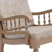 Vasper Teak Wood Fabric Upholstered Arm Chairs in Teak Beige color zoom view
