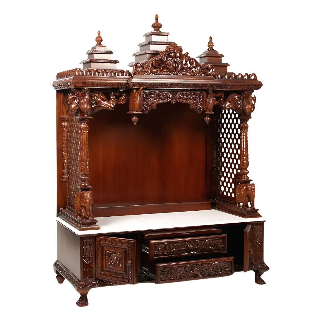 Vedanta Teak Wood Mandap (Brown) side angle
