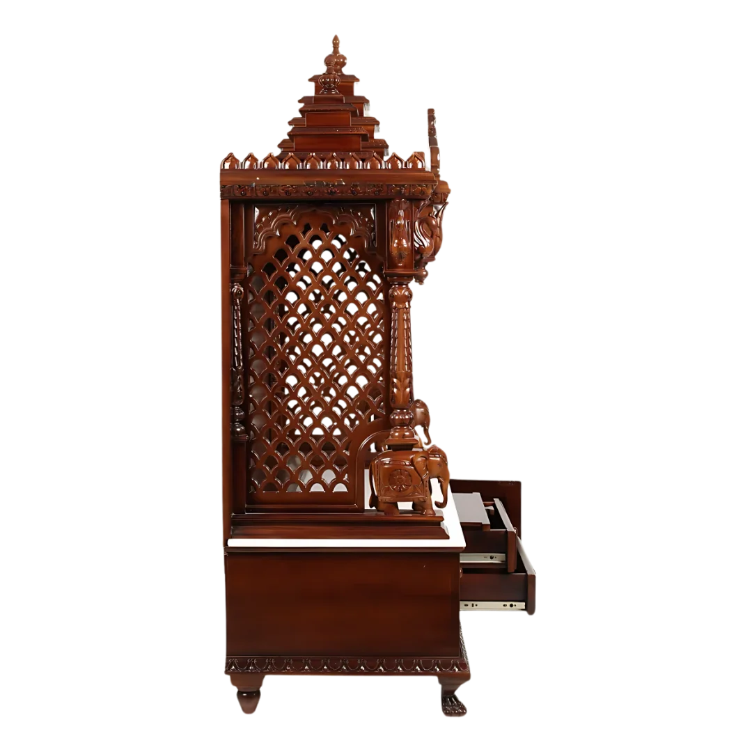 Vedanta Teak Wood Mandap (Brown) side view