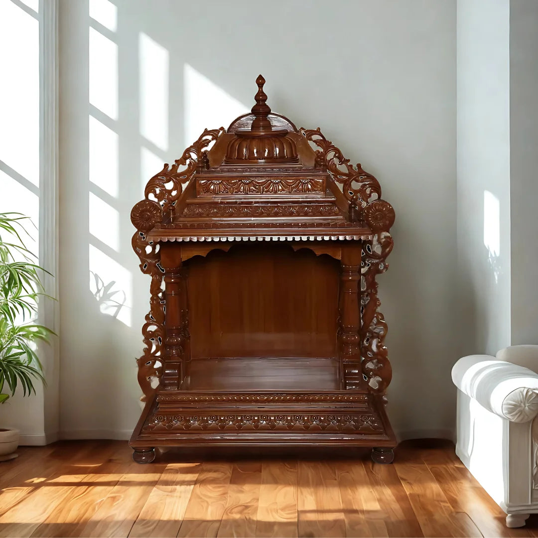 Vedarth Teak Wood Mandir (Brown) Life Style View