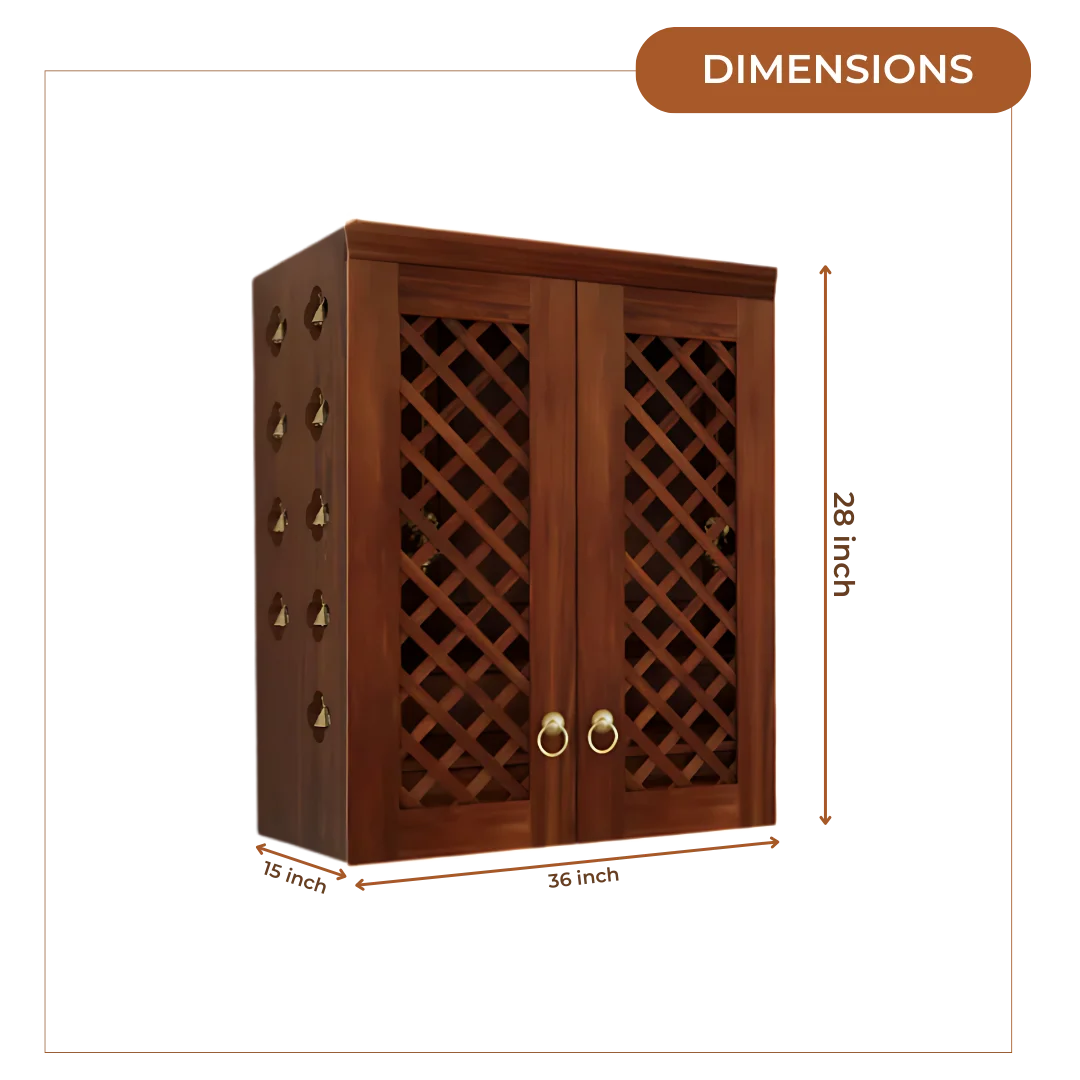 Vedic Sthana Pooja Mandir with Door (Teak) Dimensions