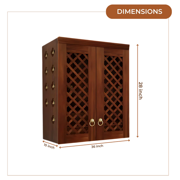 Vedic Sthana Pooja Mandir with Door (Teak) Dimensions