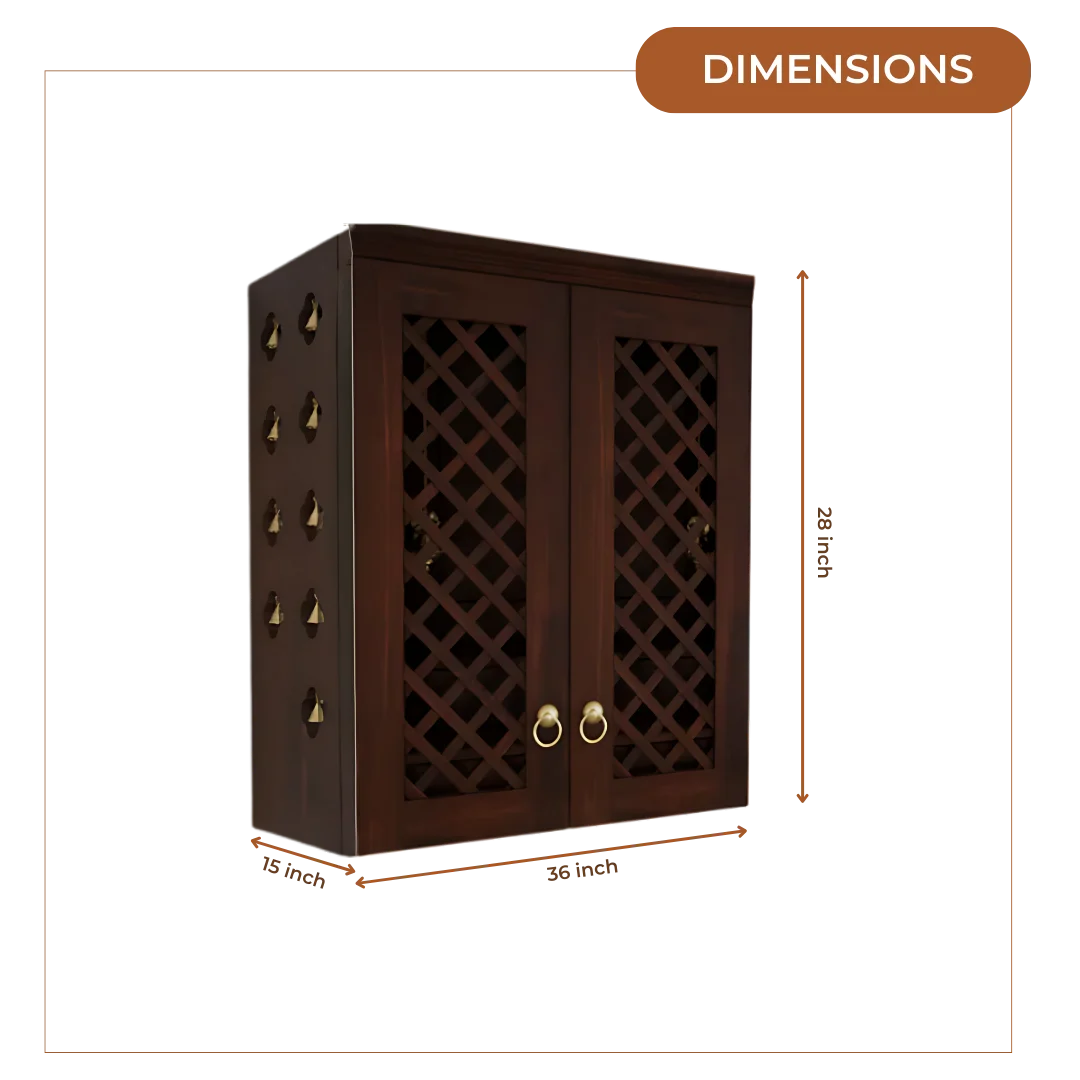 Vedic Sthana Pooja Mandir with Door (Wenge) Dimensions