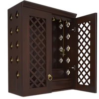 Vedic Sthana Pooja Mandir with Door (Wenge) side view
