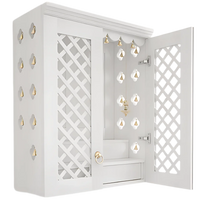 Vedic Sthana Pooja Mandir with Door (White) side view