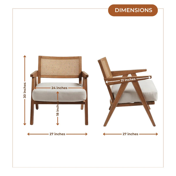 Velora Teak Wood Lounge Chair (Teak) dimensions image