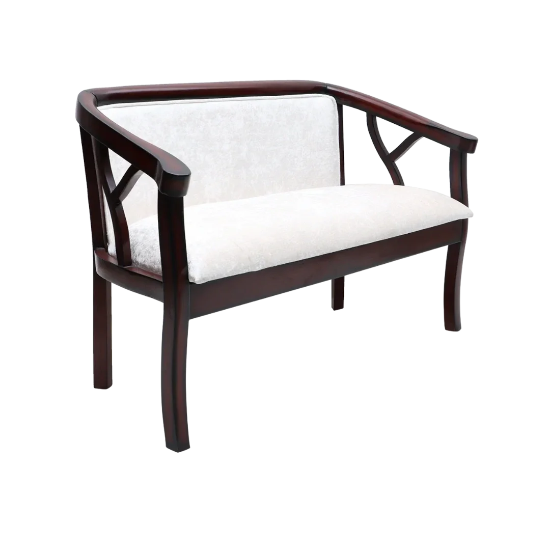 Verior Solid Wood Love Sofa (Brown Silver) Side View