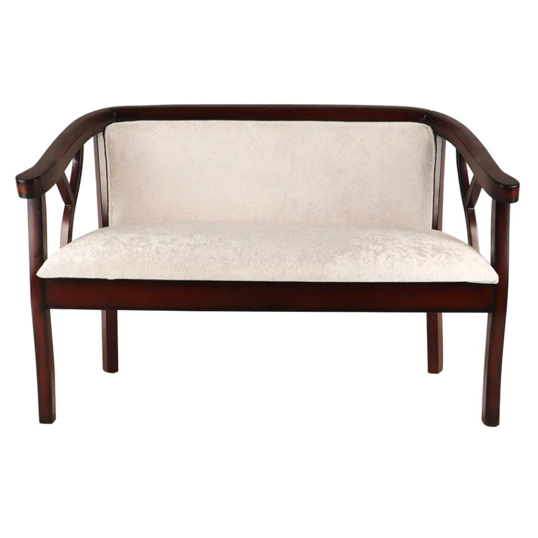 Verior Solid Wood Love Sofa (Brown Silver)