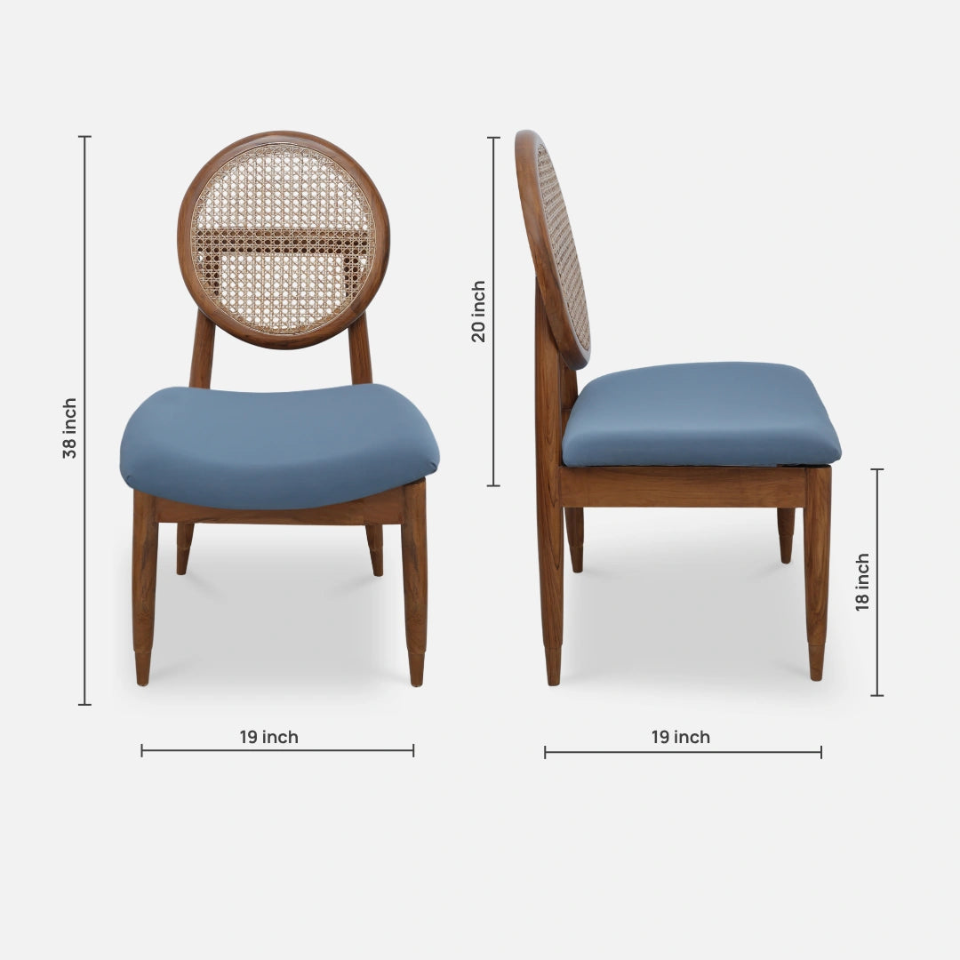 Verona Teak Wood Dining Chairs (Teak) dimensions view