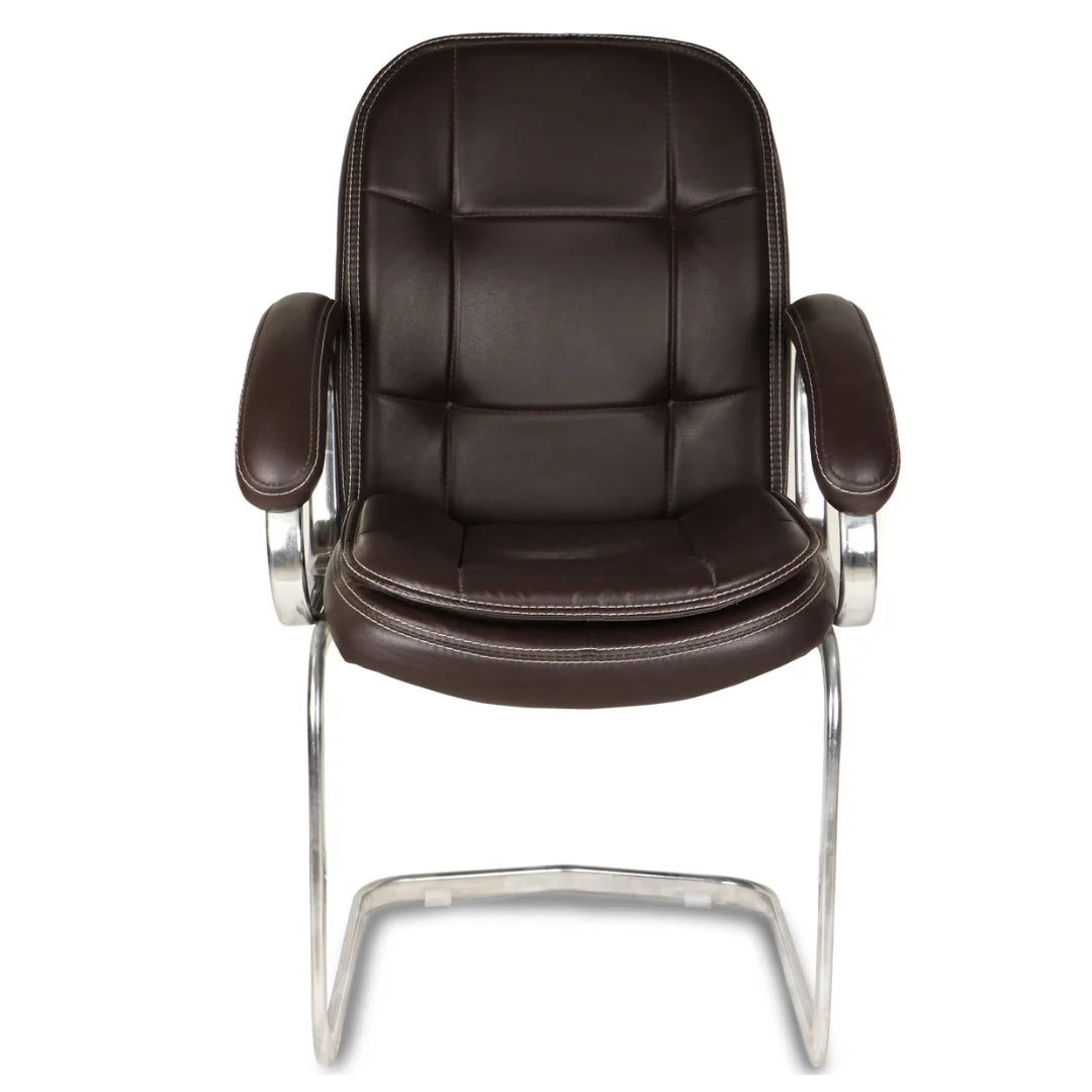 Vetra Visitor Chair with Armrest (Dard Brown) Lifestyle view Front view