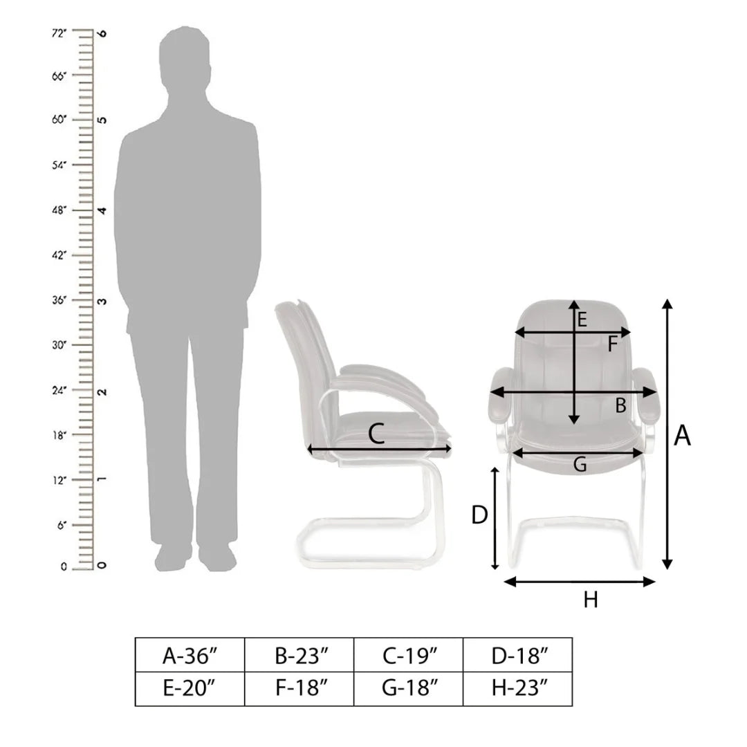 Vetra Visitor Chair with Armrest (Dark Brown) dimensions