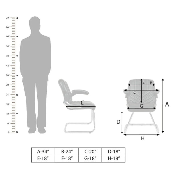 Veyron Visitor Chair with Armrest (Black) Dimensions