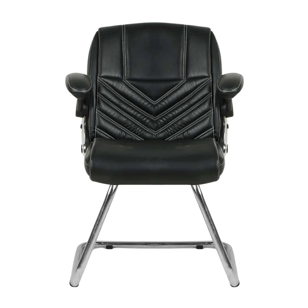 Veyron Visitor Chair with Armrest (Black) Front view