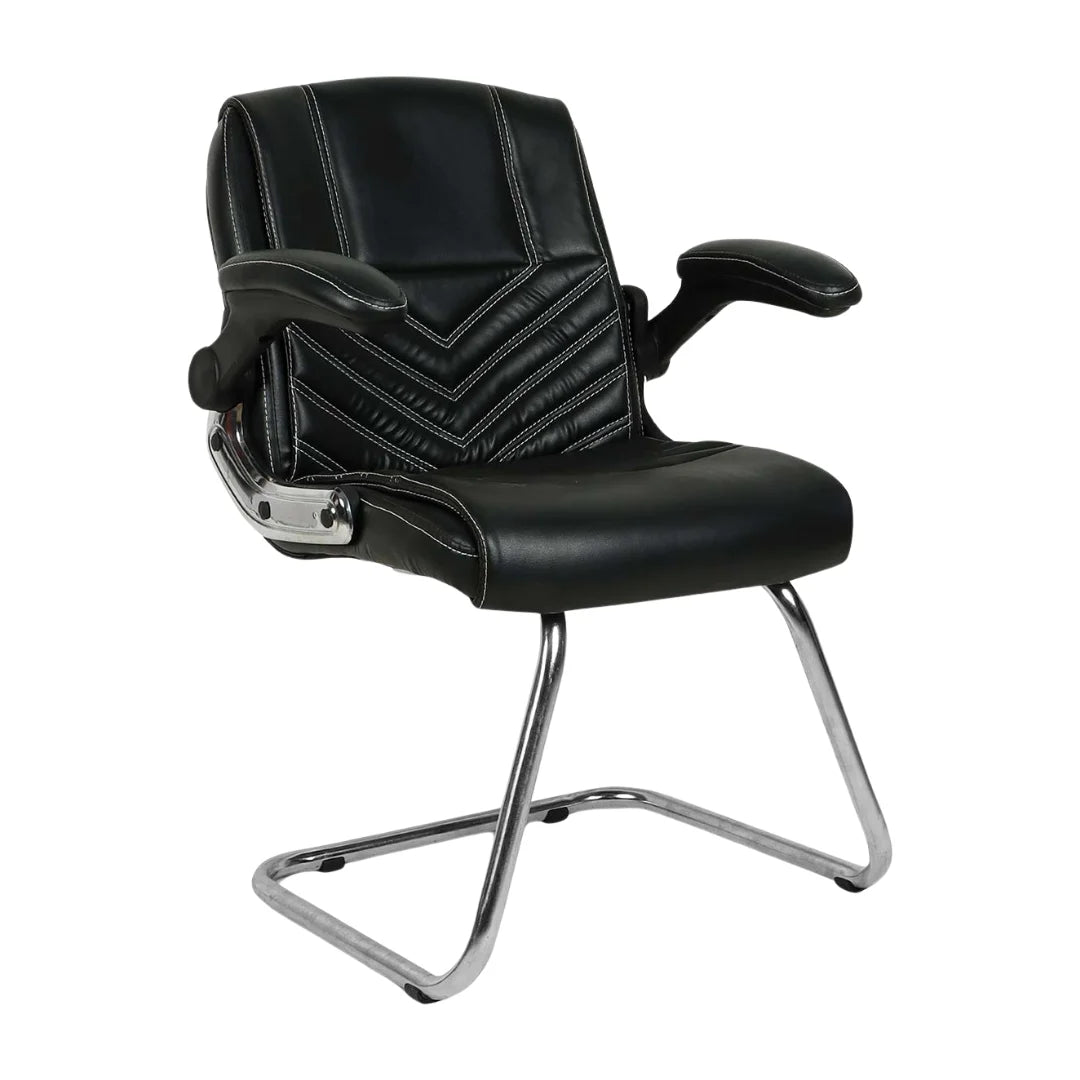 Veyron Visitor Chair with Armrest (Black) Side angle
