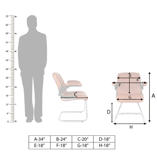 Veyron Visitor Chair with Armrest (Brown) Dimensions