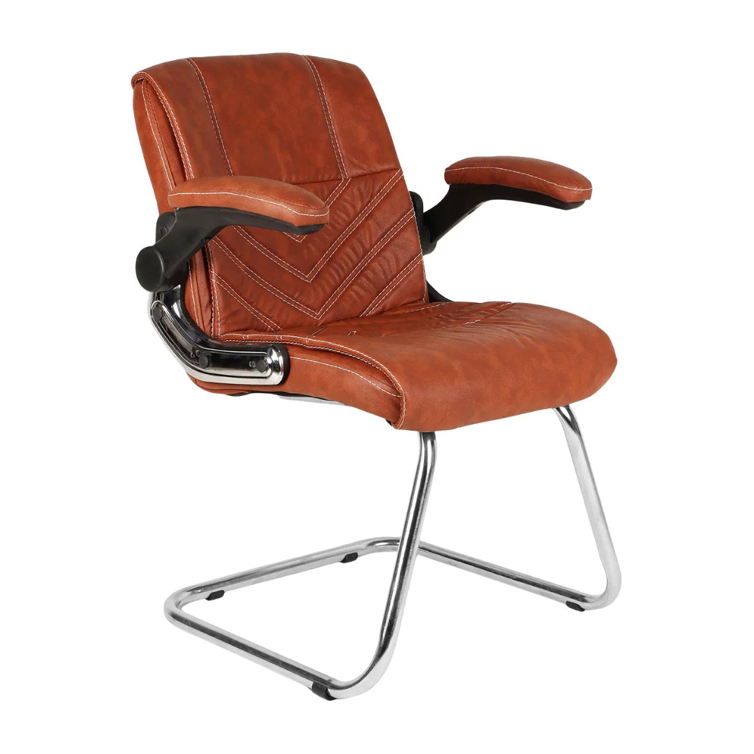 Veyron Visitor Chair with Armrest (Brown) Side Angle