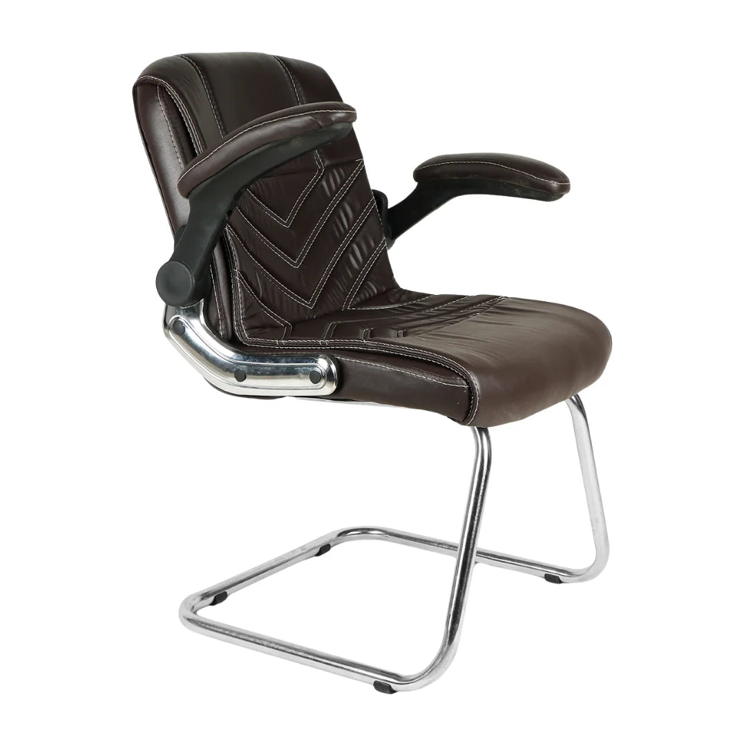 Veyron Visitor Chair with Armrest (Dark Brown) side view