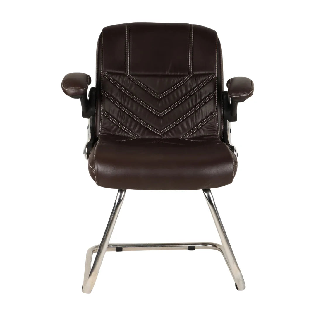 Veyron Visitor Chair with Armrest (Dark Brown) Front view